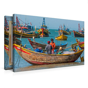 Premium Textil-Leinwand 75 cm x 50 cm quer Fischerhafen, Mui Ne, Vietnam