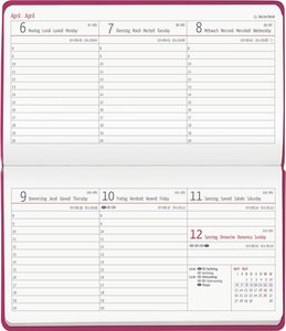 Quertimer Touch rosa 2023 - Taschenkalender 15,6x9 cm - seperates Adressheft - Weekly - 128 Seiten - Quer-Planer - Alpha Edition