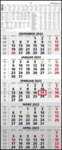 5-Monatskalender 2023 - Büro-Kalender 30x71,8 cm (geöffnet) - mit Datumsschieber - Zettler - 971-0011