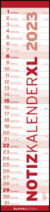 Notizkalender XL Rot 2023 - Streifenkalender 15x64 cm - Wandplaner - Küchenkalender - schmales Design - eine Spalte - Langplaner