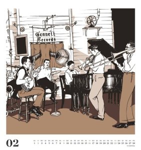 Jazz 2025 – Mit Zeichnungen von Robert Nippoldt – Fotokunst-Kalender – Querformat 45 x 48 cm – Spiralbindung