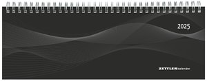 Tisch-Querkalender Profi schwarz 2025 - Büro-Planer 29,7x10,5 cm - Tisch-Kalender - 1 Woche 2 Seiten - Ringbindung - Zettler