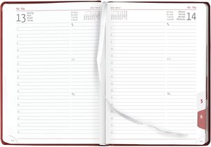 Buchkalender Tucson rot 2025 - mit Registerschnitt - Büro-Kalender A5 - 1 Tag 1 Seite - 416 Seiten - Tucson-Einband - Zettler