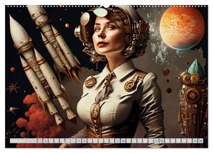 Starke Frauen - Steampunk Lebenswelten (Wandkalender 2024 DIN A2 quer), CALVENDO Monatskalender
