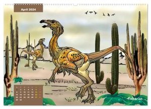 Die Welt der Dinos (hochwertiger Premium Wandkalender 2024 DIN A2 quer), Kunstdruck in Hochglanz