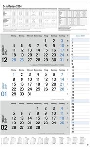 3-Monats-Planer 2024 mit Klappfälzel mit Ferienterminen. Praktischer Wandplaner mit Datumsschieber. Büro-Kalender mit Notizspalte und Jahresübersicht. Wandkalender 2024.