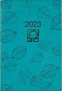 Buchkalender türkis 2023 - Bürokalender 14,5x21 cm - 1 Tag auf 1 Seite - Kartoneinband, Recyclingpapier - Stundeneinteilung 7 - 19 Uhr - 876-0717
