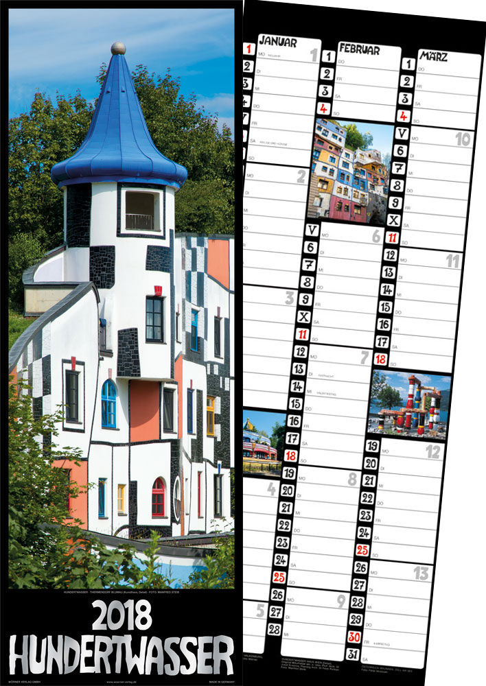 Hundertwasser Architektur Streifenkalender 2018 - 